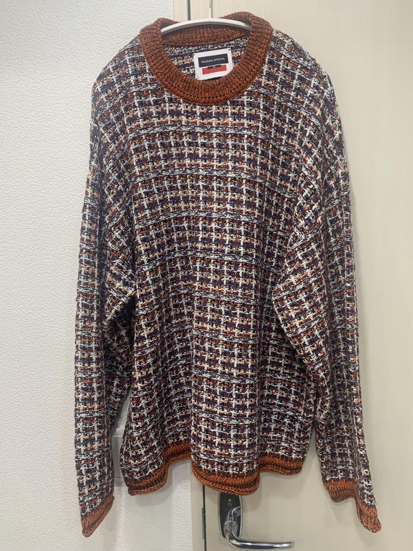 MAISON SPECIAL TWEEDYプライムオーバークルーネックニット