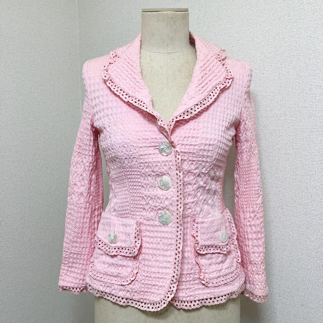 【極美品】レナ・ランゲ　'90sヴィンテージ　ピンク　テクスチャージャケット　S