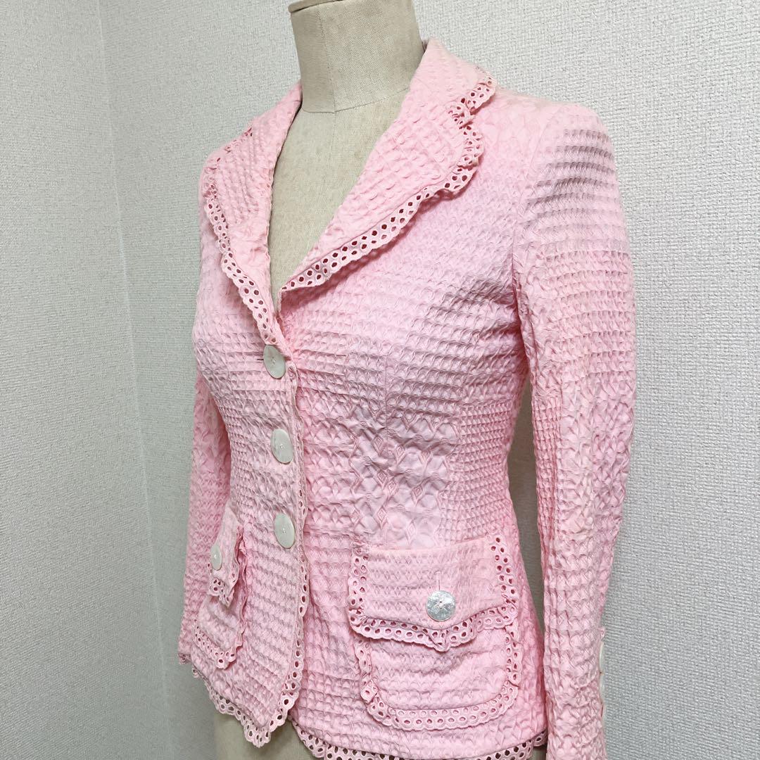 【極美品】レナ・ランゲ　'90sヴィンテージ　ピンク　テクスチャージャケット　S