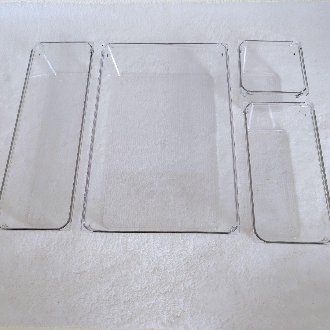 ✪収納ケース 小物入れ 仕切りトレイ 収納ボックス トレー 透明 4個セット