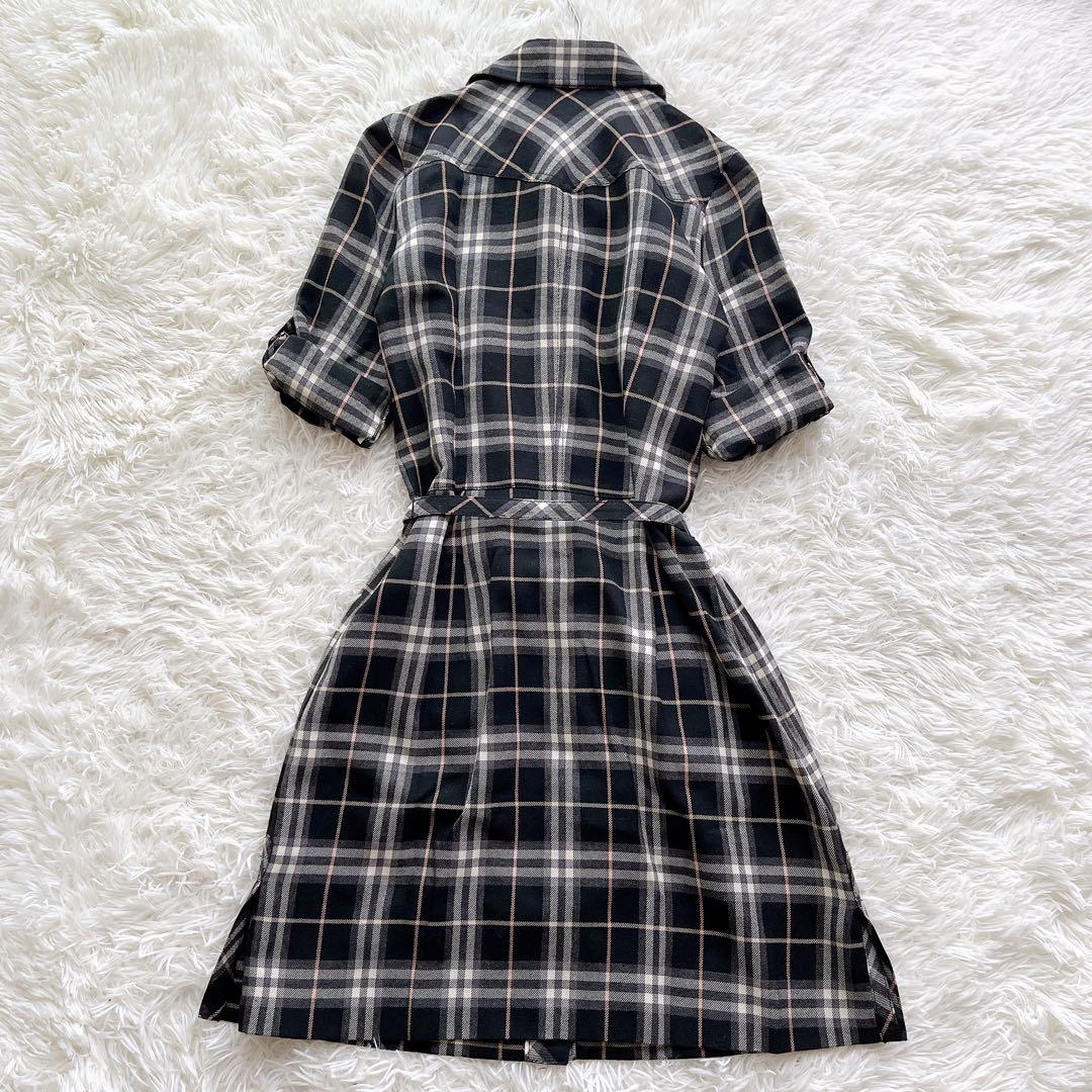 BURBERRY BLUE LABEL ドッキングワンピース チェック 腰ベルト
