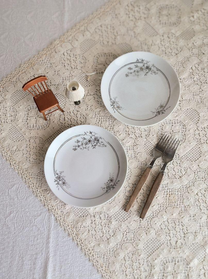 * old arabia ❀ モノトーンと金彩の 15.5 plate SET