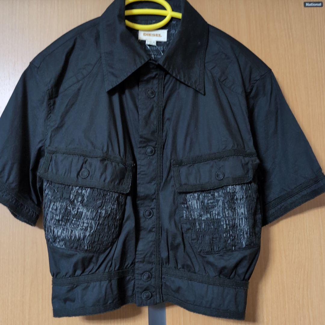 DIESELブラックポケット付きショートスリーブシャツ ディーゼルトップス