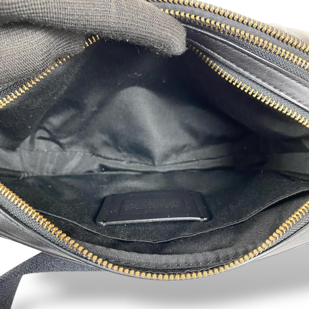 美品 コーチ COACH ウエストポーチ ボディバッグ レザー ブラック メンズ