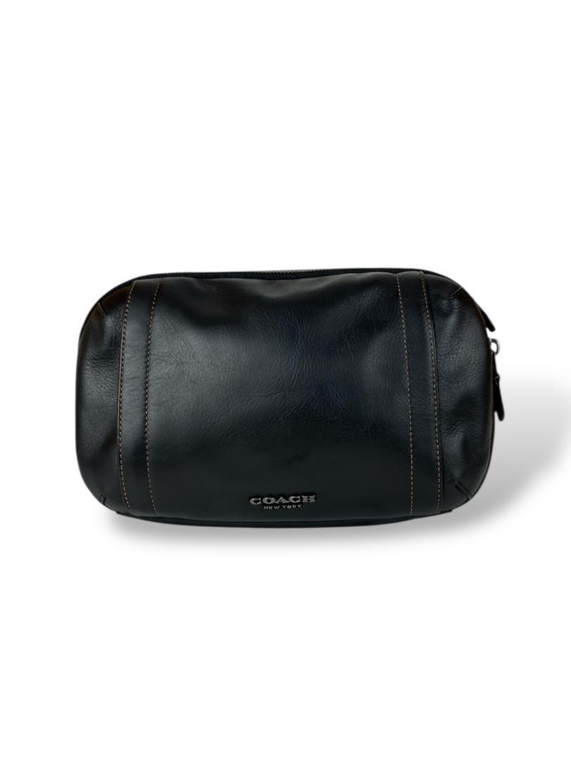 美品 コーチ COACH ウエストポーチ ボディバッグ レザー ブラック メンズ