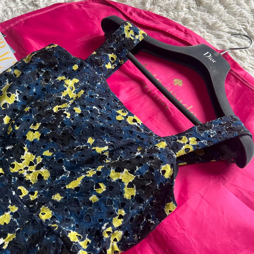 【美品】M'S GRACY 膝丈ワンピース フレア ノースリーブ 38 総柄