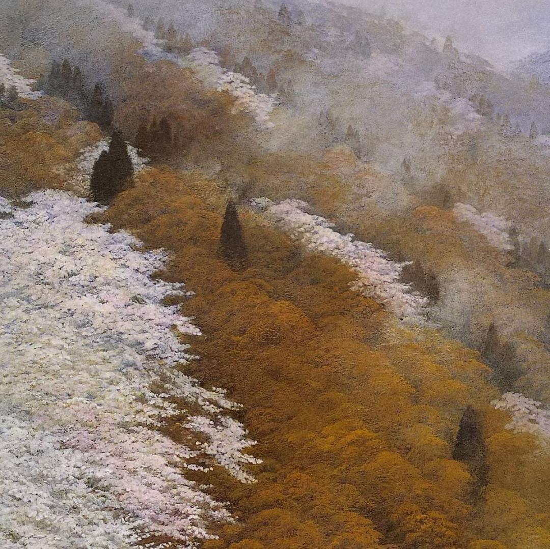 岩澤重夫、【北山桜】、希少な額装用画集より、新品額装付、状態良好