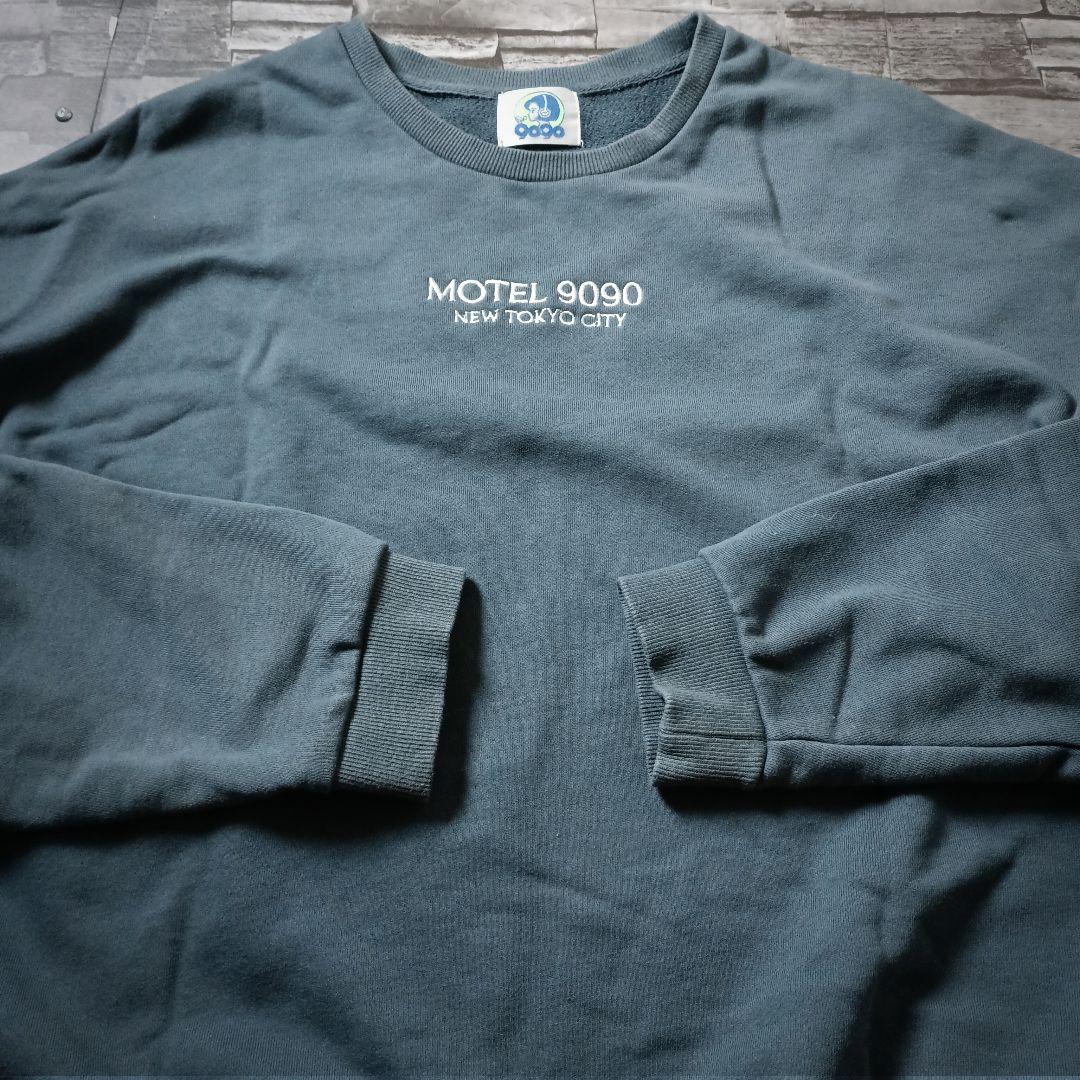 9090トレーナー バックロゴ ビンテージプリント センター刺繍ロゴ くすみ系