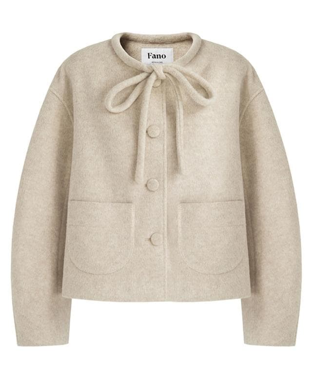 【fsswc】FanoStudios リボンタイ ショートウールコート ・M fsswc】FanoStudios リボンタイ ショートウールコート ・M