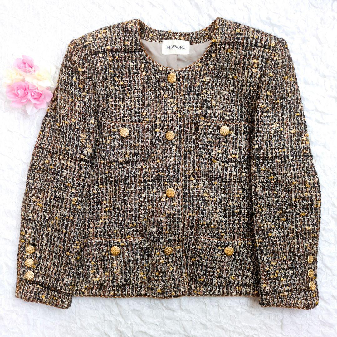 美品】INGEBORG 金ツイードセットアップ ゴールド ロング