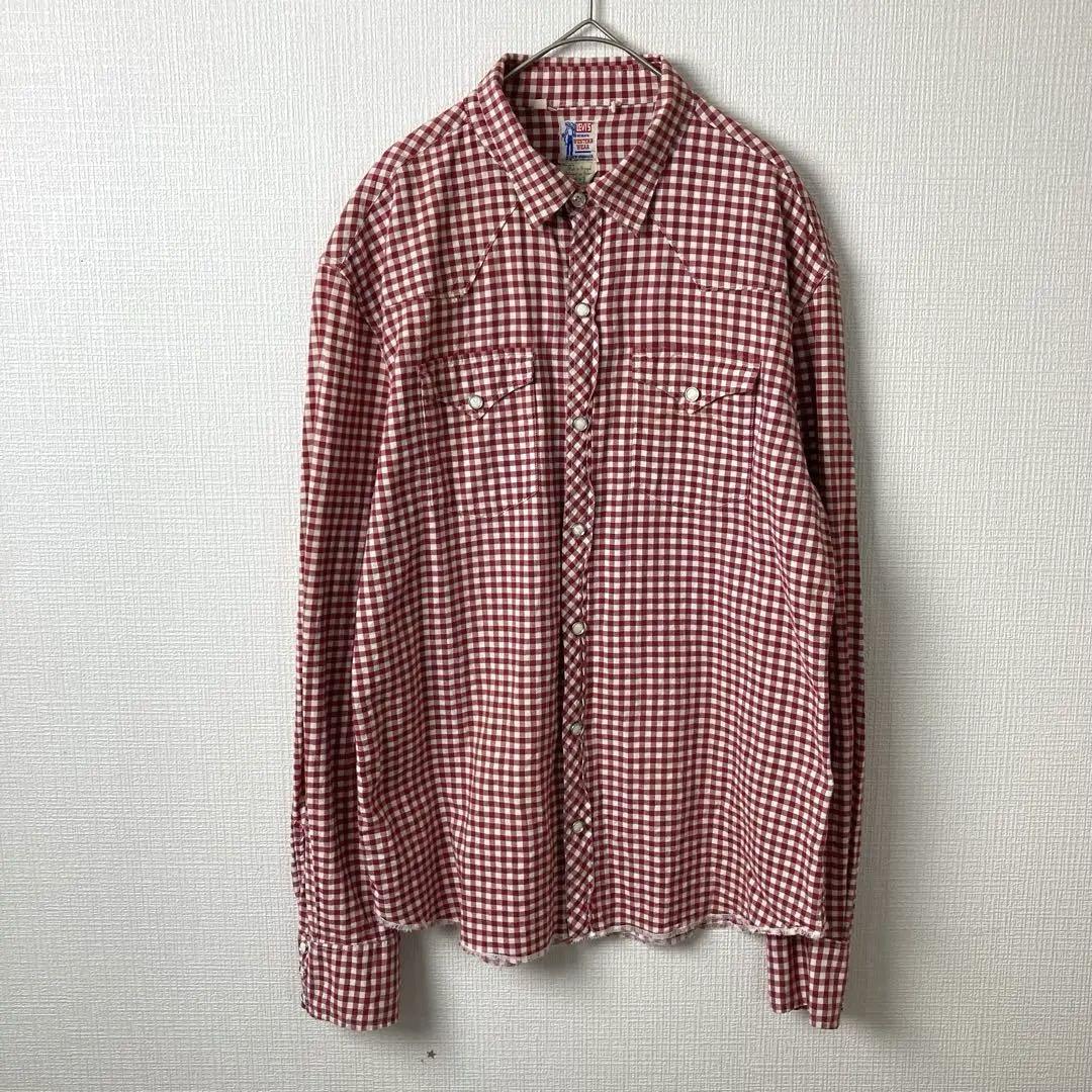 297 Levi's サドルマンタグ ウエスタンシャツ 赤白チェック　ポルトガル