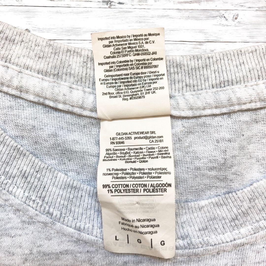 GILDAN ギルダン Tシャツ デカロゴ グレー L 0173