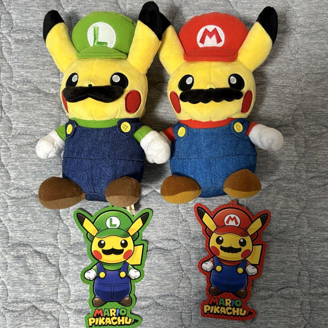 【限定品】ピカチュウ　ぬいぐるみ　マリオルイージセット マリオピカチュウ ルイージピカチュウ ぬいぐるみセット - メルカリ
