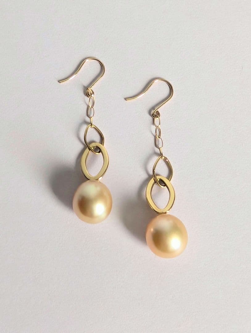 ✦一点物✦K18 南洋ゴールデンパールピアス 11㎜