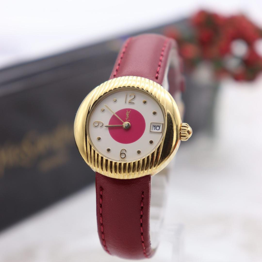 正規品【新品電池】YvesSaintLaurent/01C ピンク 動作良好 立憲民主党 正規品【新品電池】YvessaintLaurent 5431/動作良好 美品 腕時計(アナログ)