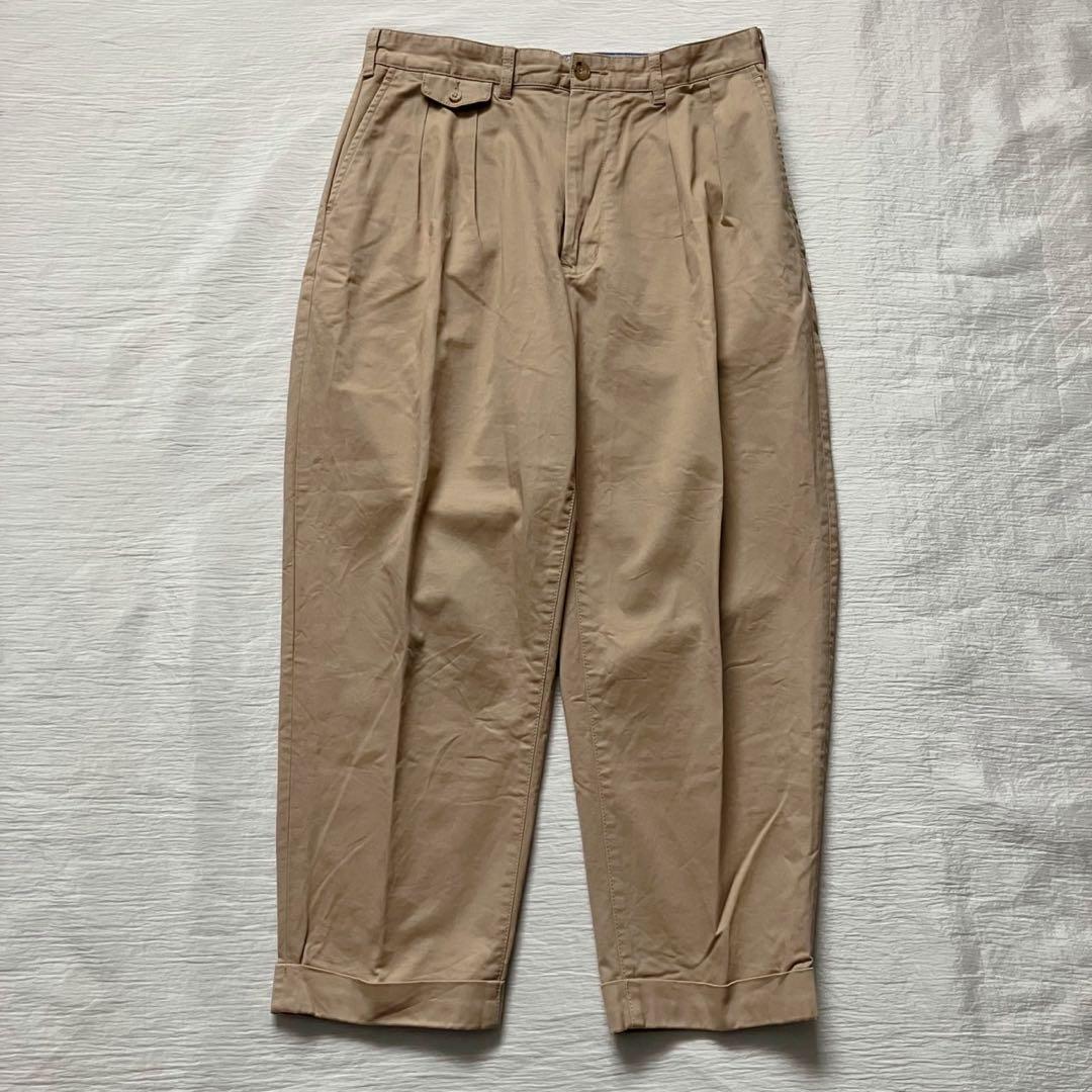 【美品】 BEAMS PLUS 2プリーツ ツイル チノパン Mサイズ