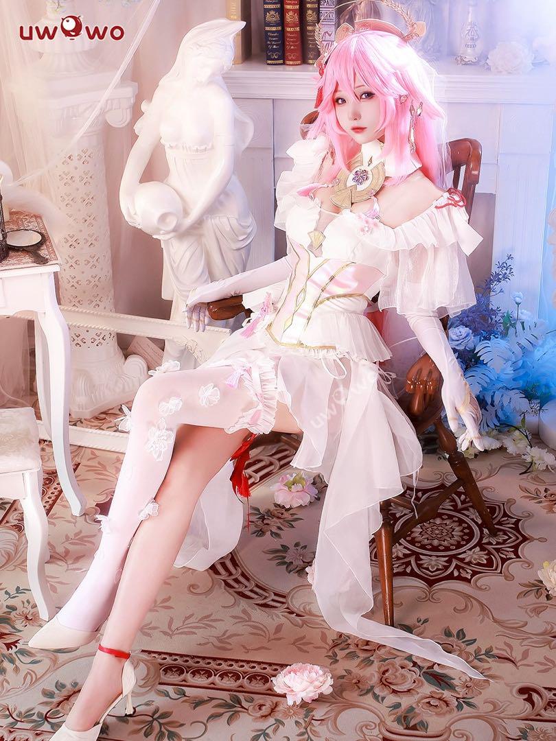 通販生活 ファッション Uwowo 原神 八重神子 花嫁 コスプレ衣装 ウィッグ・靴追加可 コスプレ衣装