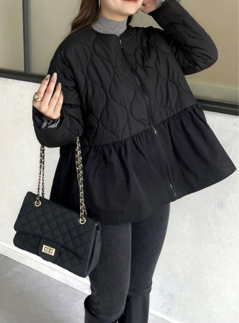 プロズヴェール キルティング切替ペプラムブルゾンM