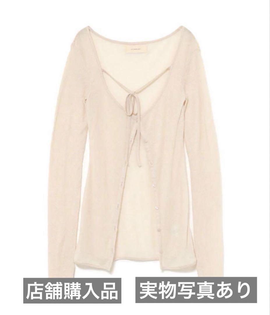 トップス ANDMARY Lacey ribbon cardigan beige