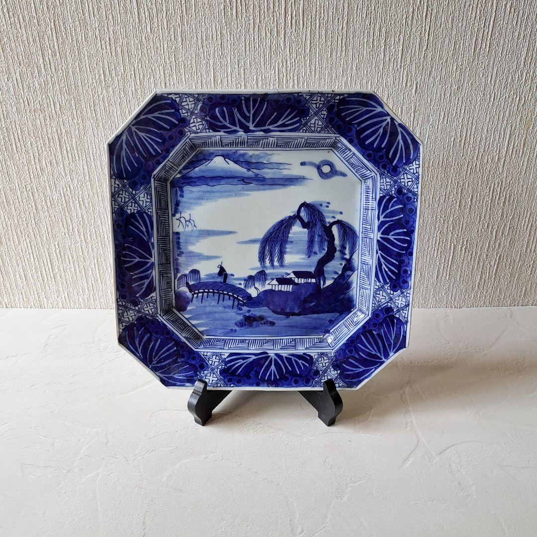 古伊万里 染付山水図 八角皿 骨董品 アンティーク - メルカリ