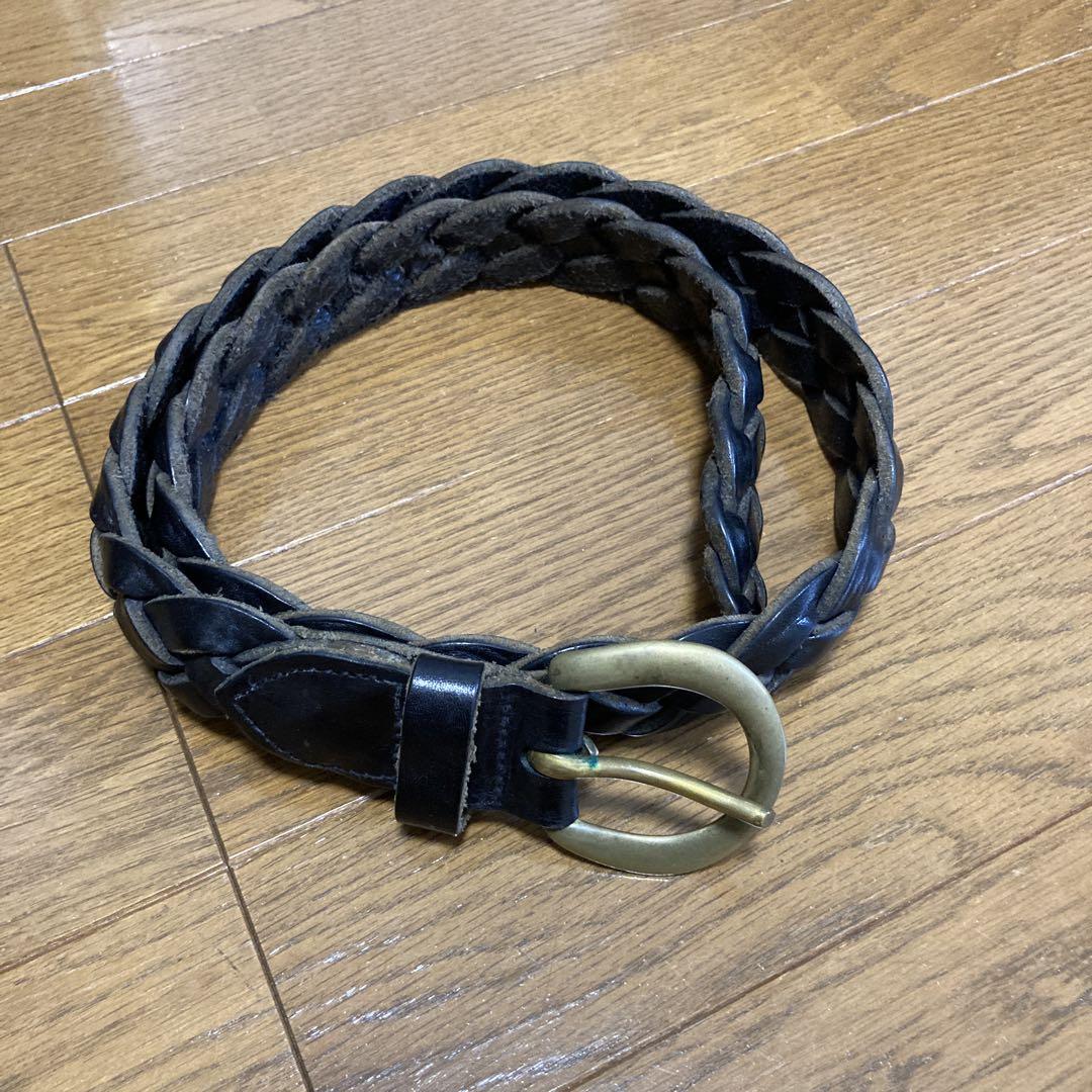 美品 英国製 ANGLO メッシュベルト 本革 ブラック イングランド