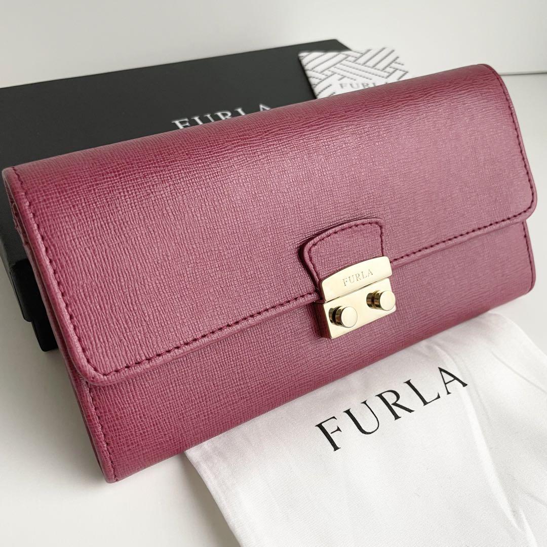 【未使用】FURLA フルラ 長財布 メトロポリス ピンクベージュ レザー FURLA フルラ 長財布 メトロポリス フラップ レザー ルビー ほぼ