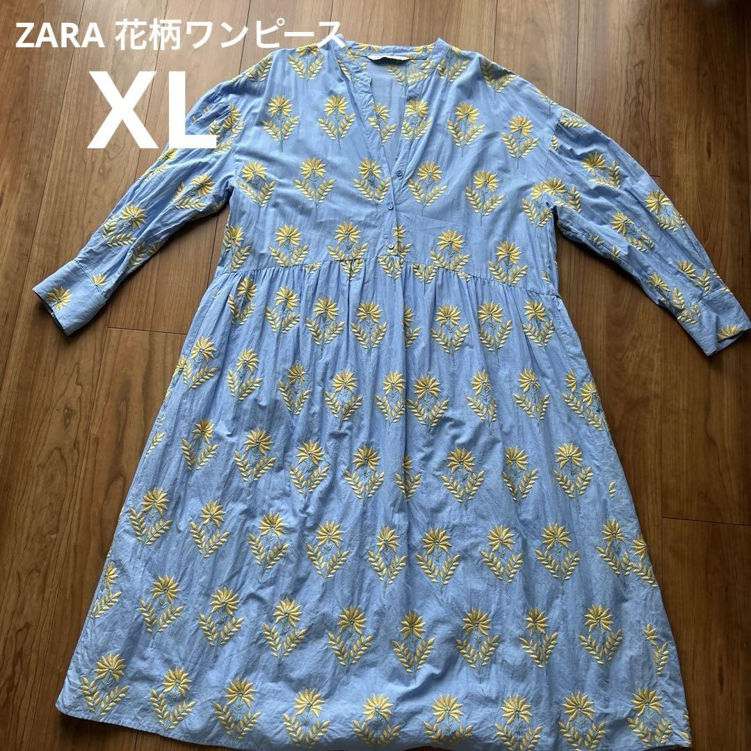 花柄ワンピース ミニ丈 Mサイズ 縮ん