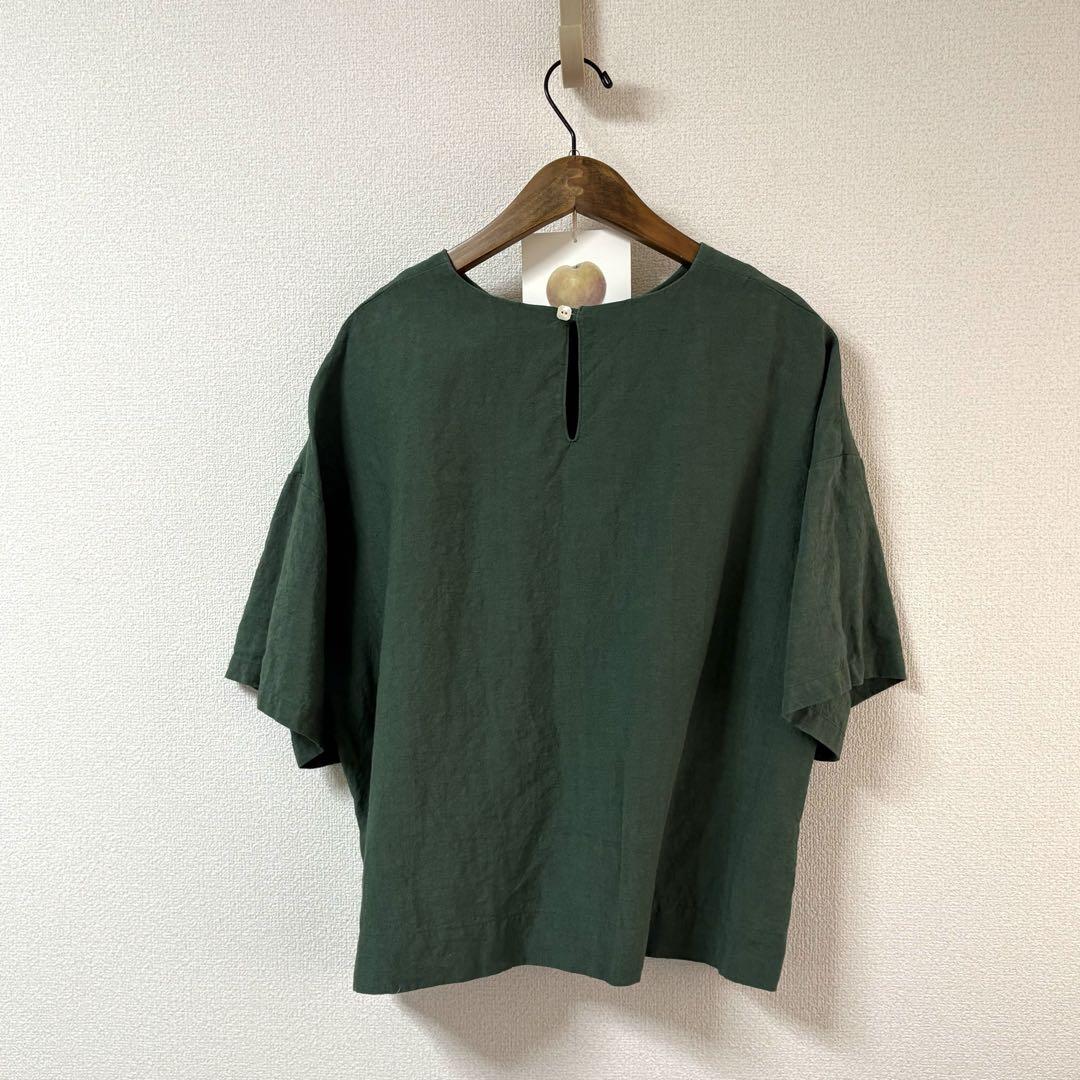 美品☆ヤンマ産業 yamma☆うしろ一つボタンリネンシャツ LUH-SH 緑