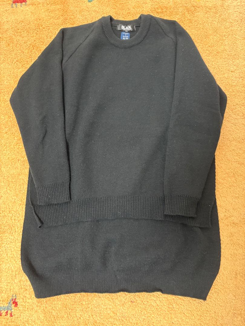 【COMME des GARCONS】サイドスリットニット　ロング丈 XXL】BLACK COMME des GARCONS サイドスリットニット - メルカリ