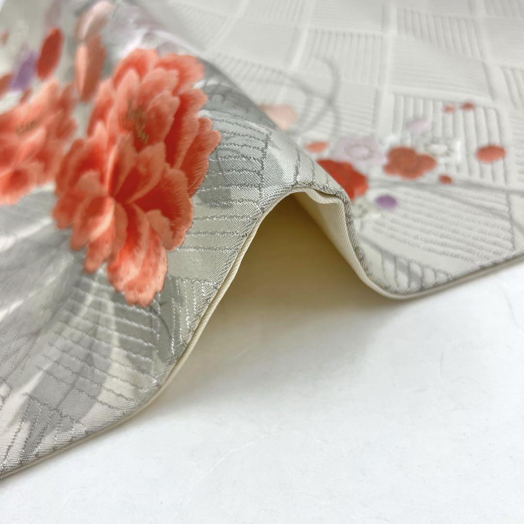 適切な価格 たけうちオリジナル 名古屋帯 梅 PO-3072 銀白色 銀糸 刺繍 牡丹 着物・浴衣