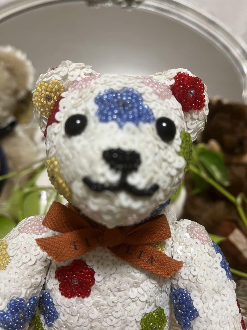 希少】チリア 花とハートの立体刺繍のテディベア 田川啓二