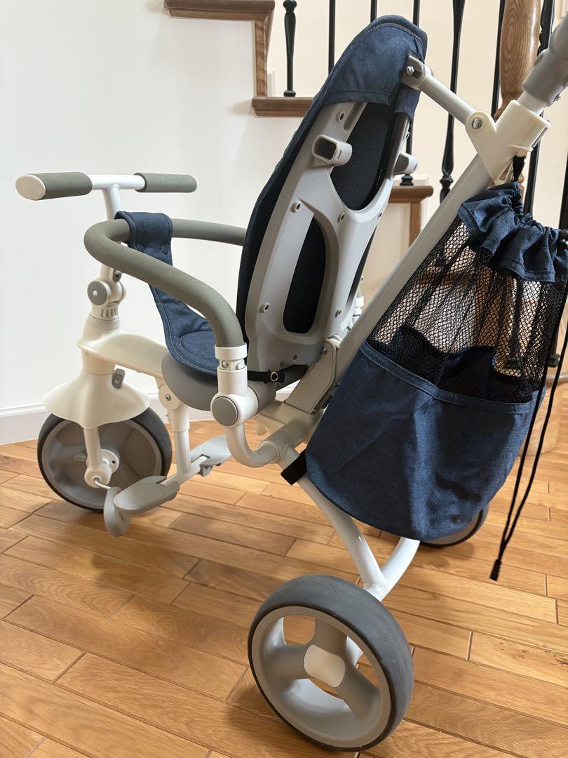 折り畳み三輪車　サンシェード　手押し棒付き
