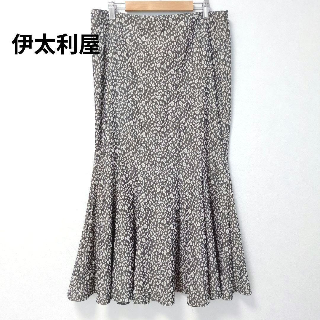 【伊太利屋】L〜LL レオパード柄 ロングスカート 伸縮性あり
