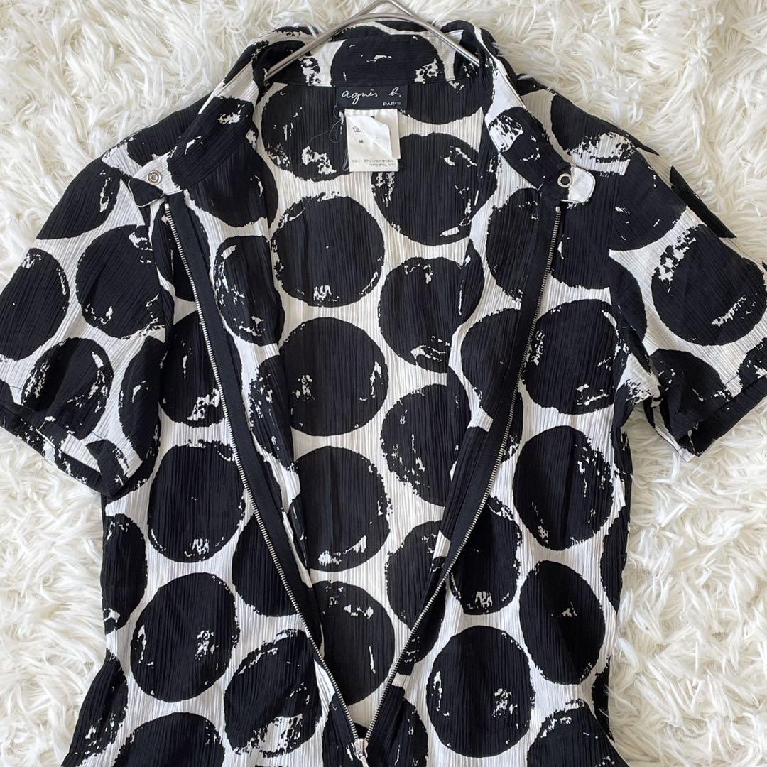 人気 アニエスベー 半袖ロングワンピース フレア 透け感 ジップアップ