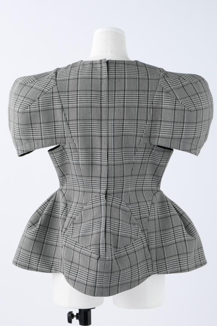 入手困難 新品 ENFOLD FLOWER CHECK PEPLUM-TOPS