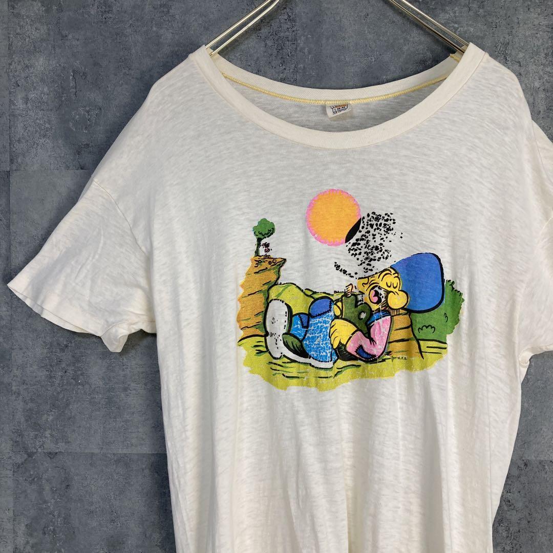 再ビンテージ　70年代　70s ヘインズ　プリントTシャツ　コピーライト有