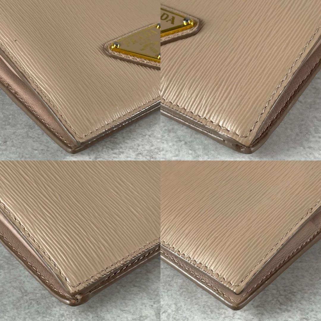 極美品】PRADA サフィアーノレザー 三つ折り長財布 三角ロゴ
