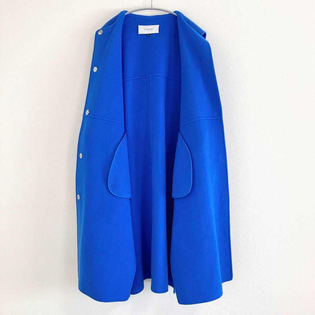 LE CIEL BLEU フーデッドオーバーコート　フードネイビーコート36 LE CIEL BLEU - ルシェルブルー フーデッドオーバーコート