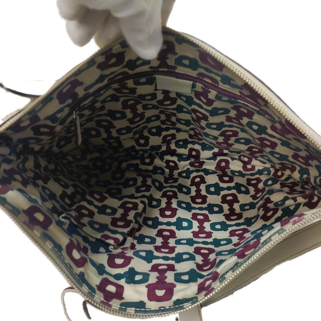 GUCCI グッチ シマ レザー アビー GG柄 ショルダー バッグ 白 総柄