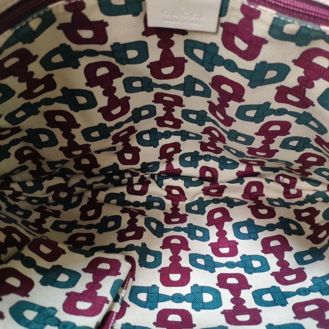 GUCCI グッチ シマ レザー アビー GG柄 ショルダー バッグ 白 総柄