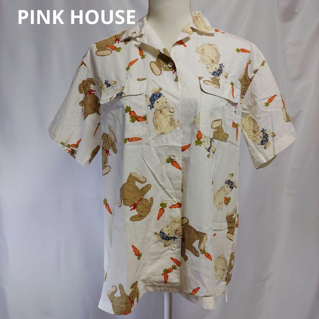 PINK HOUSE ウサギとニンジンの半袖シャツ