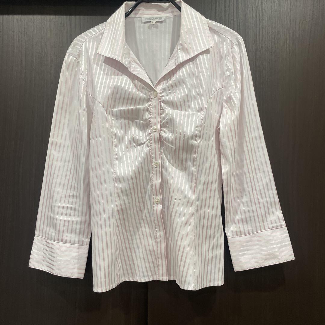 ★美品★ナラカミーチェ　ストライプブラウス　シャツ　M ナラカミーチェ ストライプ ピンク ブラウス シャツ - メルカリ