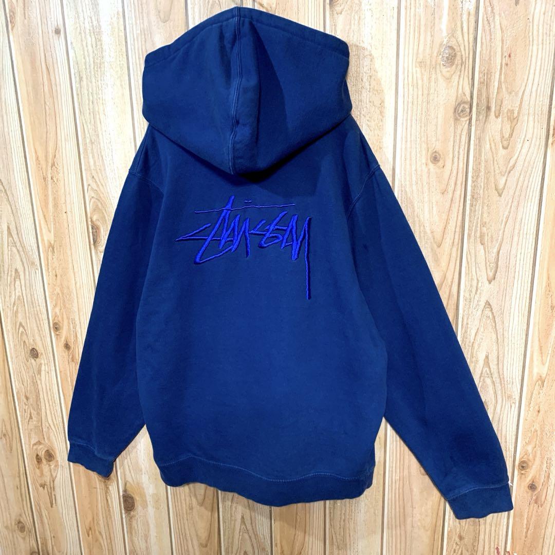 STUSSY パーカー ◎ストックロゴ デカロゴ 刺繍 ワントーン