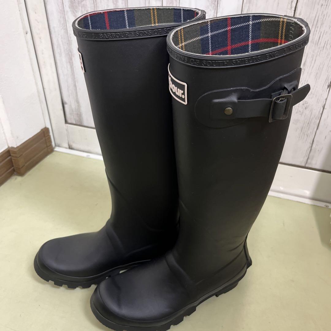 BARBOUR  レインブーツUK5 ブラックロング