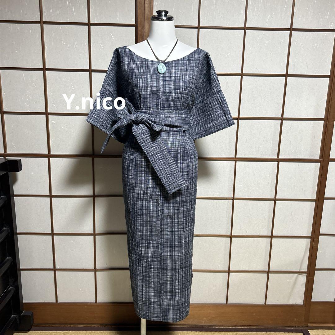 LL 浴衣リメイク 新品反物男浴衣 シンプルゆったりワンピース