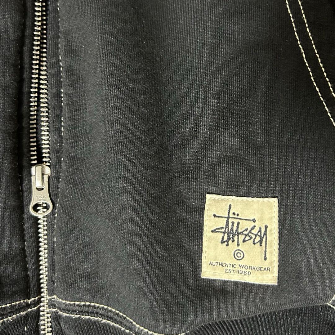 【STUSSY】ステッチパーカー stussy ステッチ ジップアップパーカー black