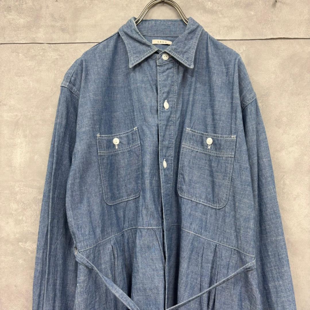 【おしゃれ】 LENO N325 シャツワンピース シャンブレー デニム リノ ワンピース