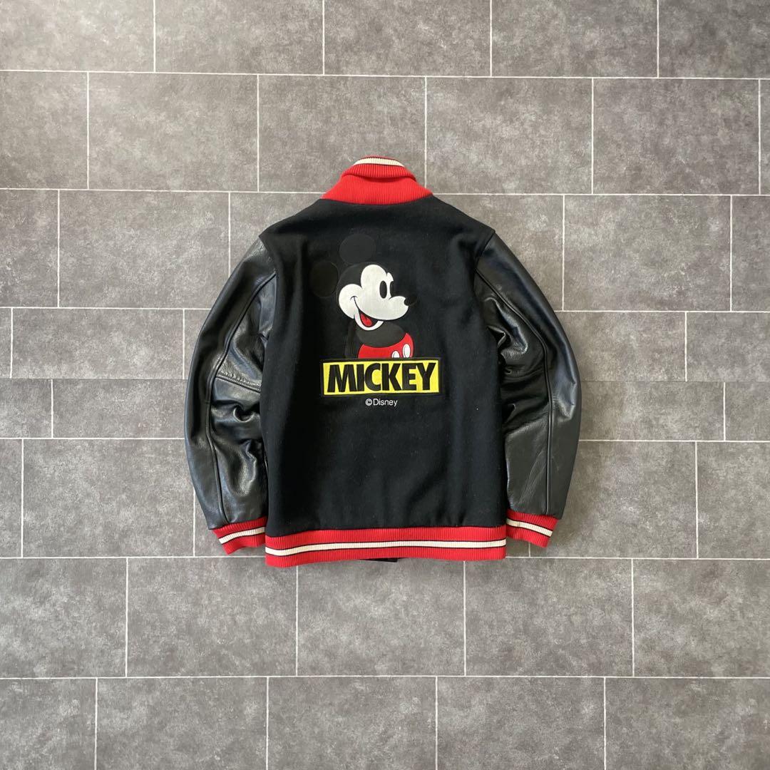 X-LARGE Disney エクストララージ ミッキー スタジャン 袖レザー