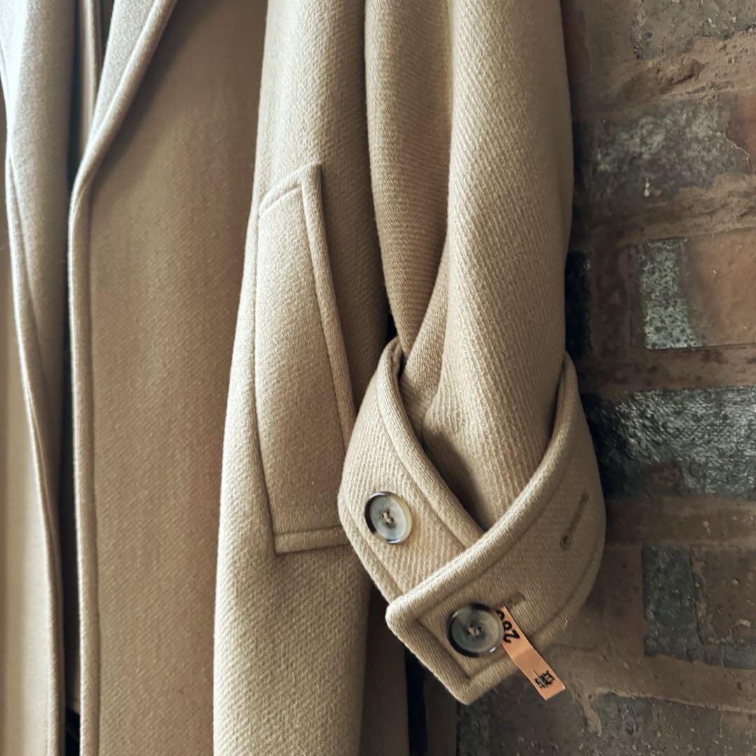 美品 ZARA ウールブレンドコート ロングコート ベージュ ベルト