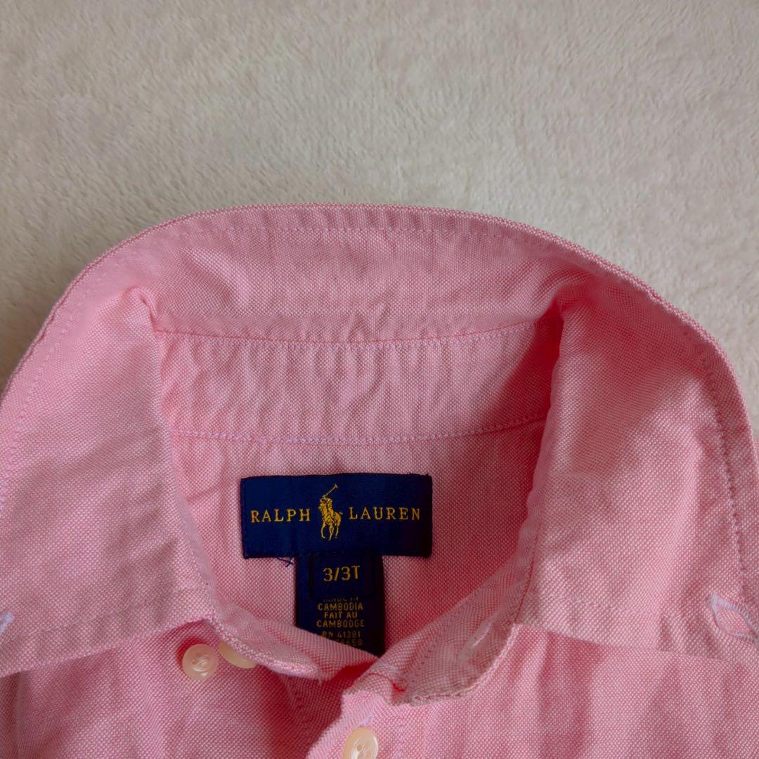 ラルフローレン 長袖シャツ トップス　麻100% ピンク　ポニー刺繍　ポニーロゴ ラルフローレン RALPH LAUREN◇長袖シャツ キッズ ポニー刺繍 3T